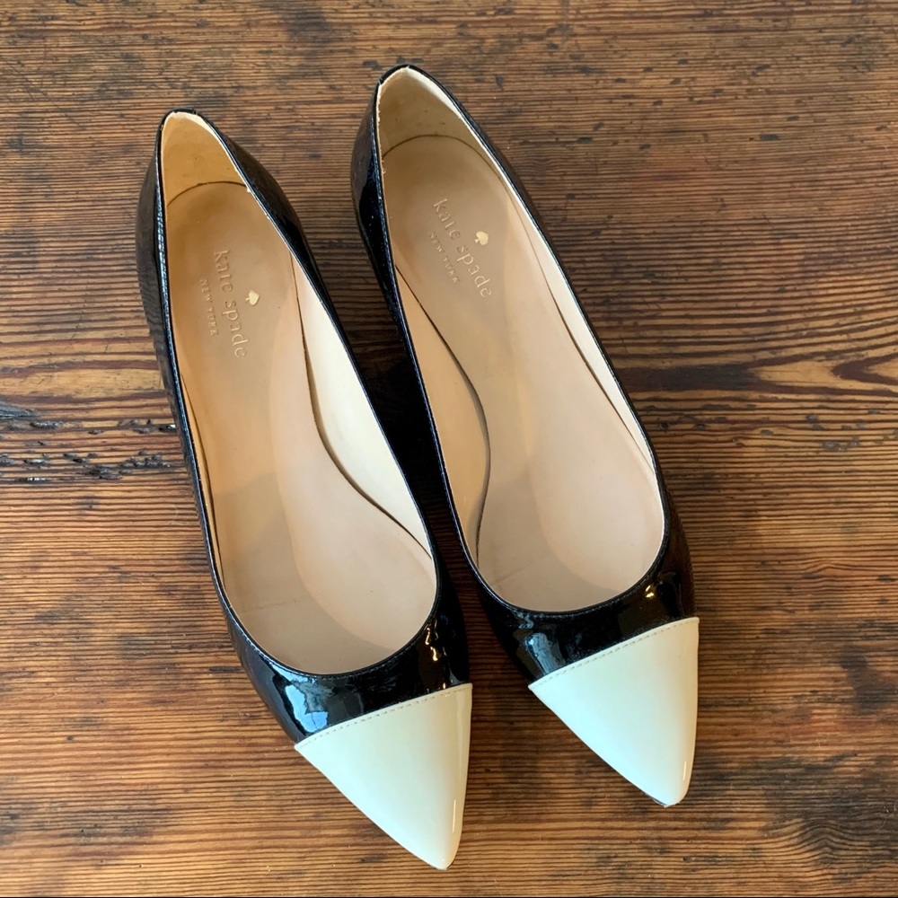 Kate Spade Patent Leather Black & Cream Flats